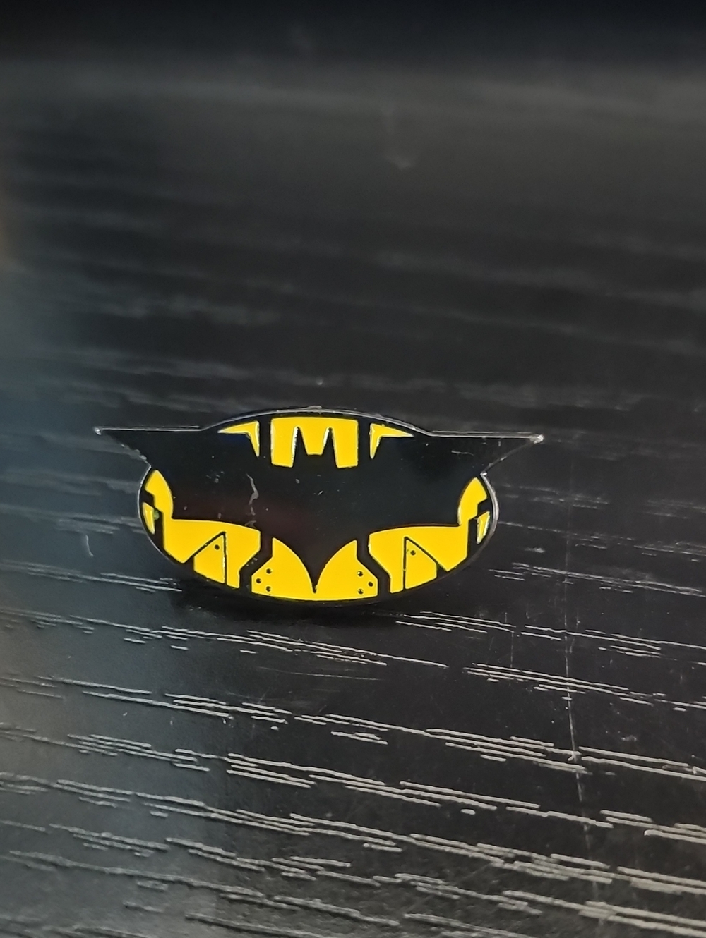 DC Batman Logo Inspired Enamel Pin in Black and Yellow